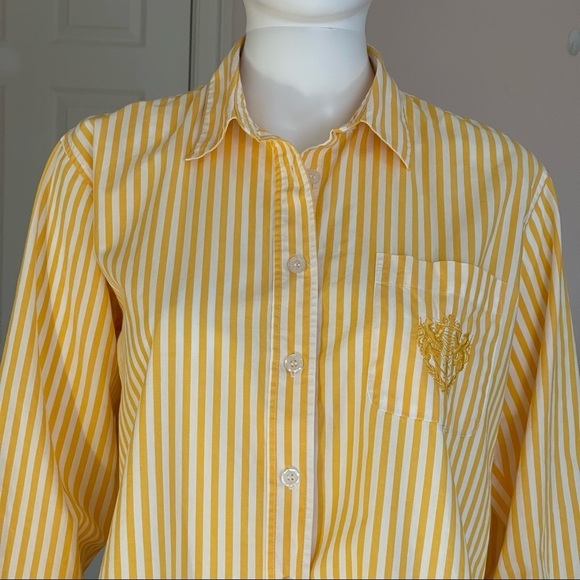 Rafaella Petites Button Down Shirt in Yellow and White Stripes size 8 - Picture 2 of 11